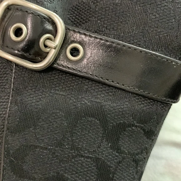 Coach jacquard logo black silver buckle square toe mules size 8.5 Y2K 90s style - Picture 7 of 7